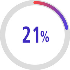 circle percentage diagrams, Pie Charts icon Showing 21%