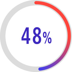 circle percentage diagrams, Pie Charts icon Showing 48%
