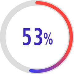 circle percentage diagrams, Pie Charts icon Showing 53%