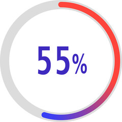 circle percentage diagrams, Pie Charts icon Showing 55%