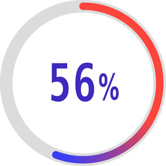 circle percentage diagrams, Pie Charts icon Showing 56%