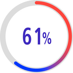 circle percentage diagrams, Pie Charts icon Showing 61%