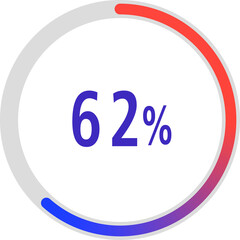 circle percentage diagrams, Pie Charts icon Showing 62%