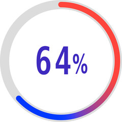 circle percentage diagrams, Pie Charts icon Showing 64%