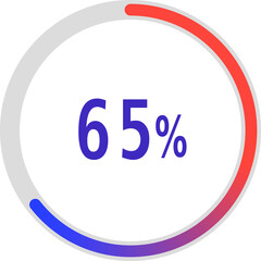 circle percentage diagrams, Pie Charts icon Showing 65%