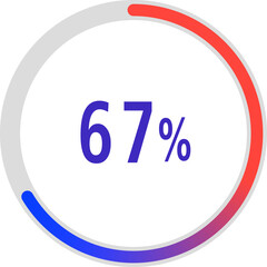 circle percentage diagrams, Pie Charts icon Showing 67%