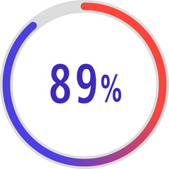 circle percentage diagrams, Pie Charts icon Showing 89%