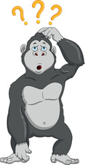 cartoon confused gorilla on white background