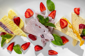 Assorted ice cream with berries