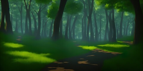 Fototapeta na wymiar Path through the forest. High quality Illustration