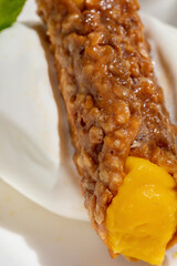 Lemon ice cream with orange sherbet