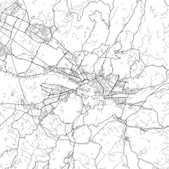 Area map of Florence Italy with white background and black roads