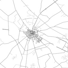 Area map of Foggia Italy with white background and black roads