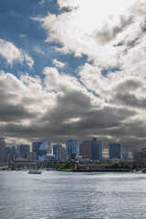 Obraz premium Boston, Massachusetts, USA, city view from the river near the harbor