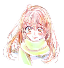 セーラー服の女子学生　冬　マフラー　涙