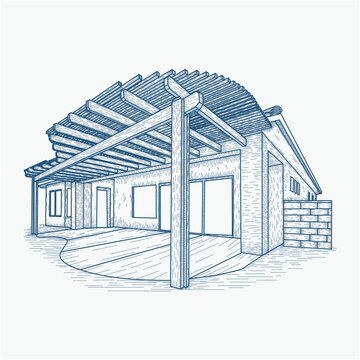 sketch of house