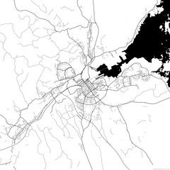 Area map of Gaevle Sweden with white background and black roads