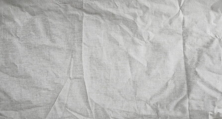 White wrinkly, crumpled canvas texture and background