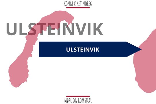 Ulsteinvik: Illustration mit dem Namen der norwegischen Stadt Ulsteinvik in der Provinz M&oslash;re og Romsdal