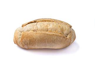 Whole french bread, salt bread or pistolet isolated over white background