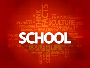 School word cloud collage, education concept background