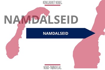 Namdalseid: Illustration mit dem Namen der norwegischen Stadt Namdalseid in der Provinz Nord-Trøndelag