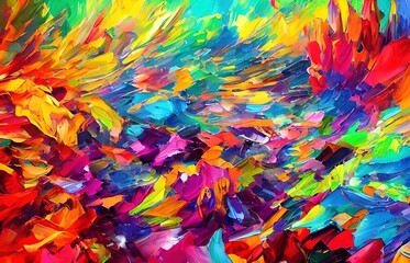 Multicolored splashes of paint, abstraction, illustration.