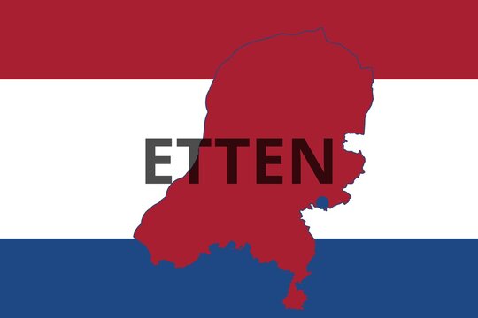 Etten: Illustration mit dem Namen der niederländischen Stadt Etten in der Provinz Gelderland