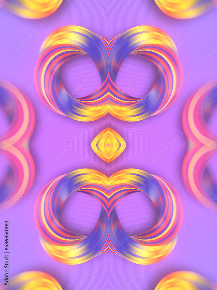 Poster Abstract psychedelic pattern from a group of twisted shapes. Futuristic background. 3d rendering digital illustration