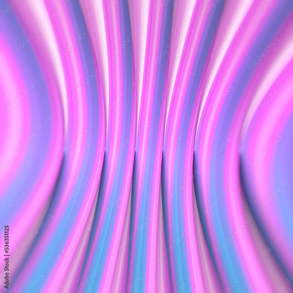 Poster Abstract wavy background of twisted neon colored geometric shapes. 3d rendering digital illustration