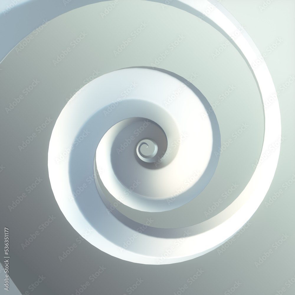 Poster White helix 3d rendering digital illustration. Fantasy line art optical illusion. Abstract background