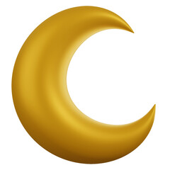 3d golden crescent moon