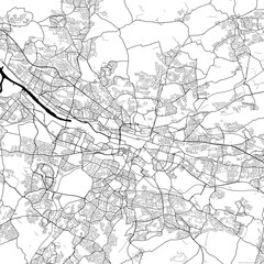 Fototapeta na wymiar Area map of Glasgow United Kingdom with white background and black roads