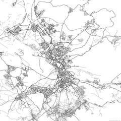 Obraz premium Area map of Granada Spain with white background and black roads