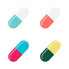 Pill flat icon isolated on white background.