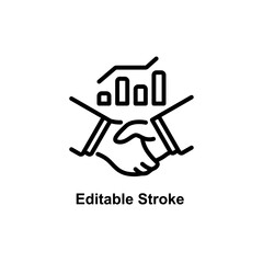 handshake icon designed in outline style decorated with negotiation icon elements in business icon theme