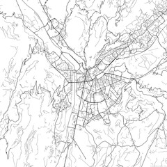 Fototapeta na wymiar Area map of Grenoble France with white background and black roads