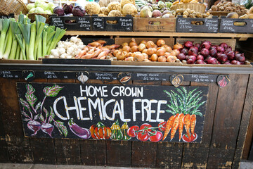 Home grown and chemical free fruit and vegetables for sale at Borough Market, South Africa