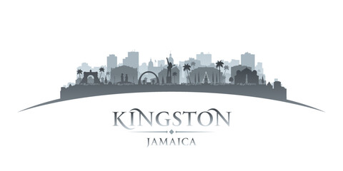 Kingston Jamaica city silhouette white background - obrazy, fototapety, plakaty