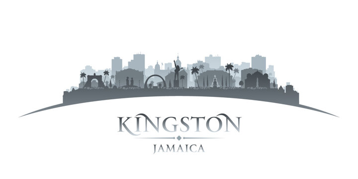 Kingston Jamaica city silhouette white background