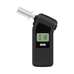 Portable breathalyzer with LCD screen. Vector illustration.