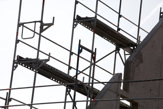 Scaffolding Silhouette, With Construction Site, Close Up.