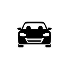 Car front icon. Silhouette symbol. Car sign. Auto, view, parking, travel concept. Silhouette simple vector illustration. Icon symbol