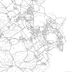 Fototapeta na wymiar Area map of Heerlen Netherlands with white background and black roads