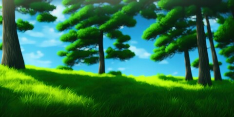 Obraz premium Coastal pine tree woods background. High quality Illustration