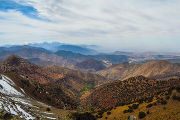 Landscape over high Atlas Mountains near Marrakech Morocco