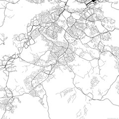 Fototapeta na wymiar Area map of Huddinge Sweden with white background and black roads
