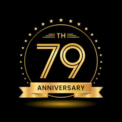 79th Anniversary, Perfect template design for anniversary celebration with gold color for booklet, leaflet, magazine, brochure poster, web, invitation or greeting card. Vector template
