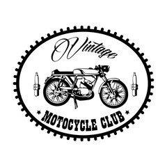 Trendy vintage motorcycle logo in vector format. Motorbike sticker.