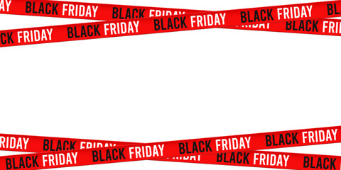 Black friday red crossed ribbons and stripes. Black friday advertising design with crossed ribbon for web banners.
